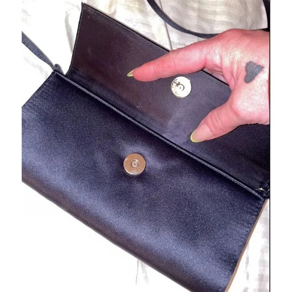 Vintage Vanessa Small blue black Evening Bag Clutch Shoulder Removable Strap - Picture 3 of 5